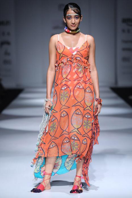 Orange Fish Print Dress