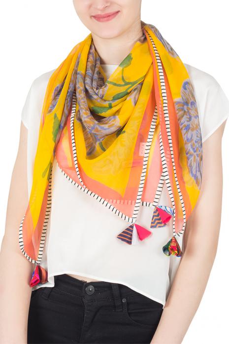 Hibiscus Printed Chiffon Scarf